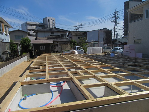 T様邸平屋建洋風住宅新築工事 床組施工完了(基礎パッキン)