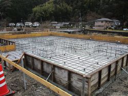 基礎配筋　施工中